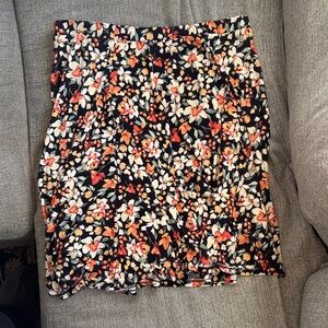 Kaileigh Black Floral A-Line Skirt